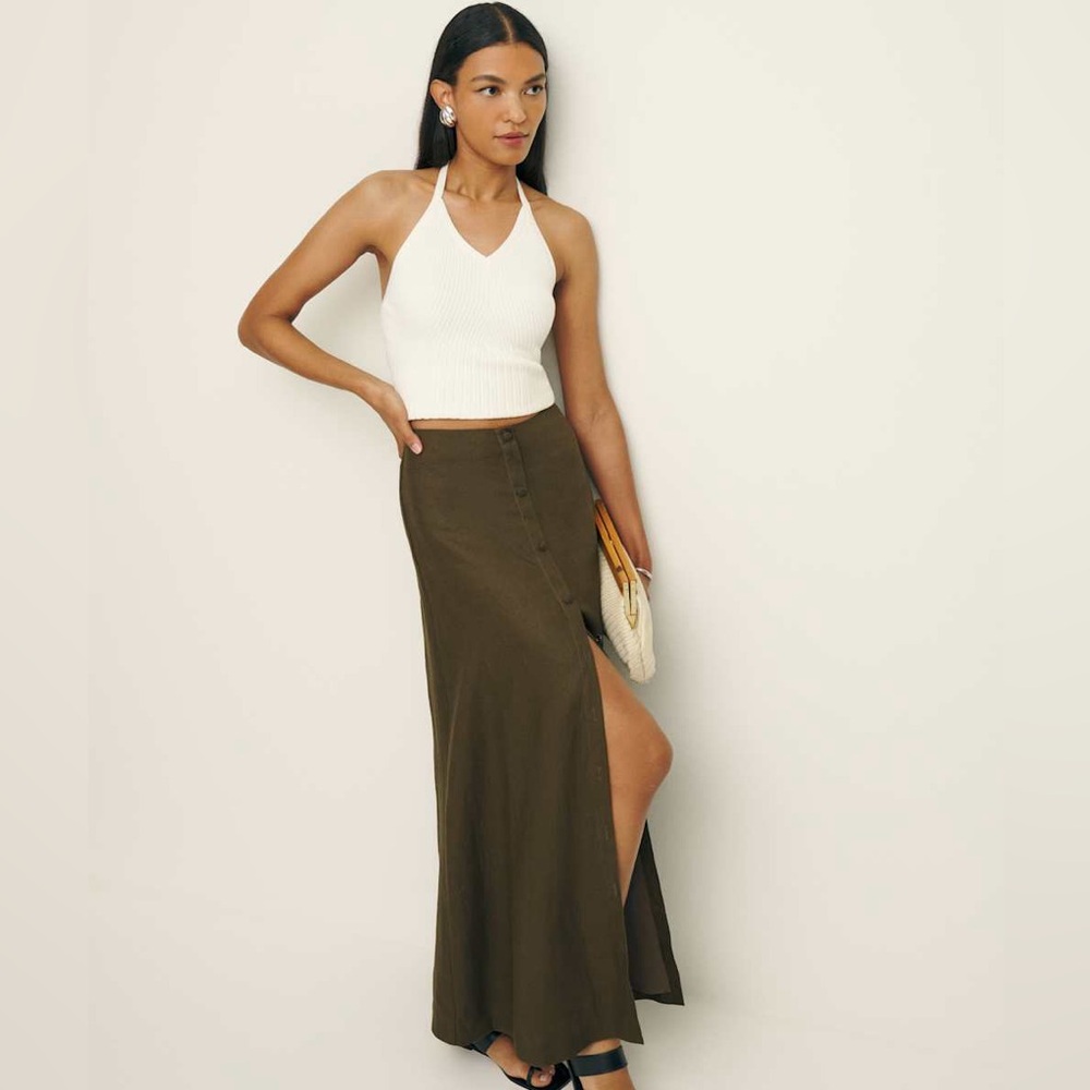 Reformation Andi 100% Linen Maxi Skirt